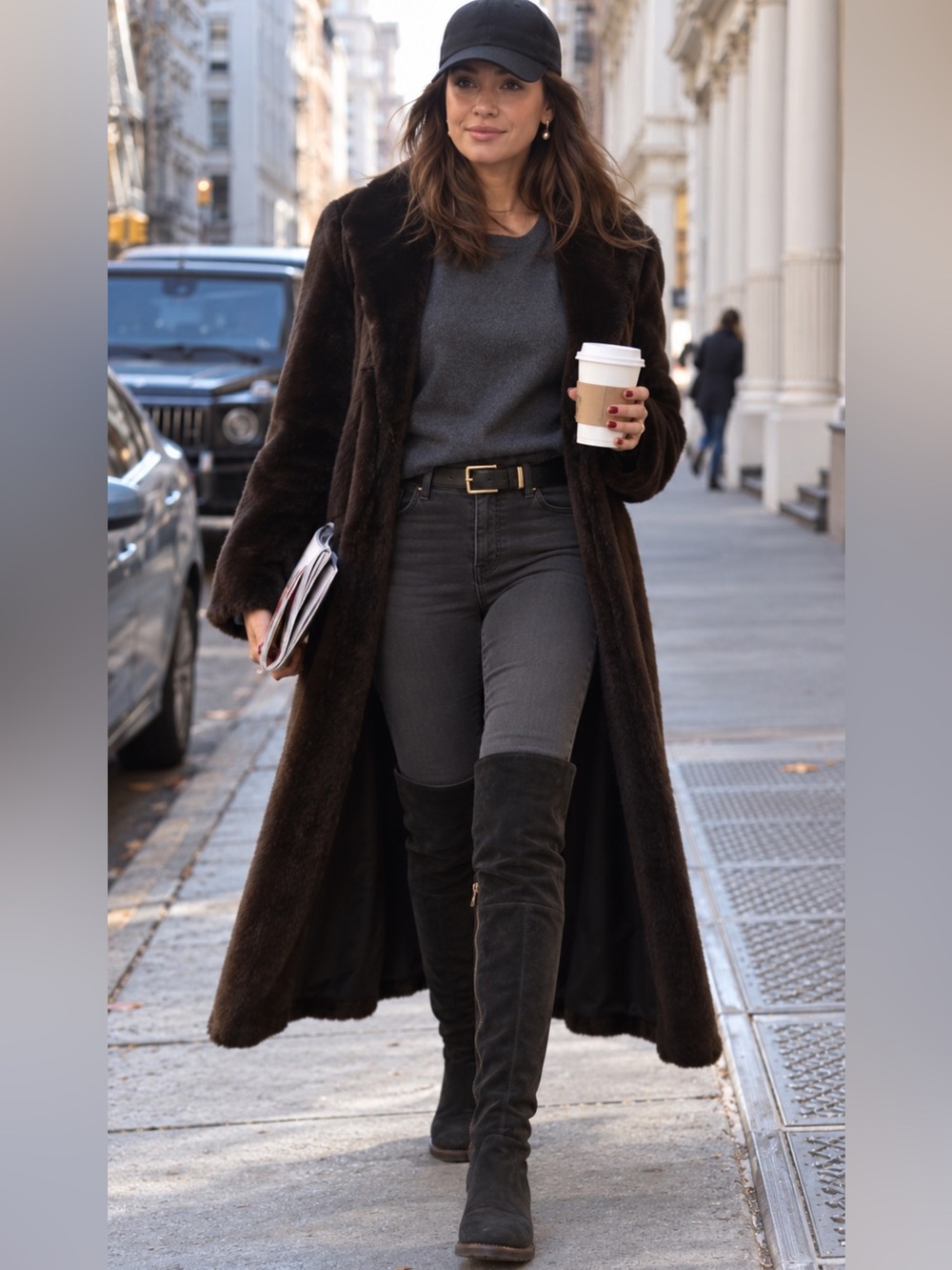 Black Suede Over the Knee Tall Riding Boots Lug Sole Peter Pan style J.Jill